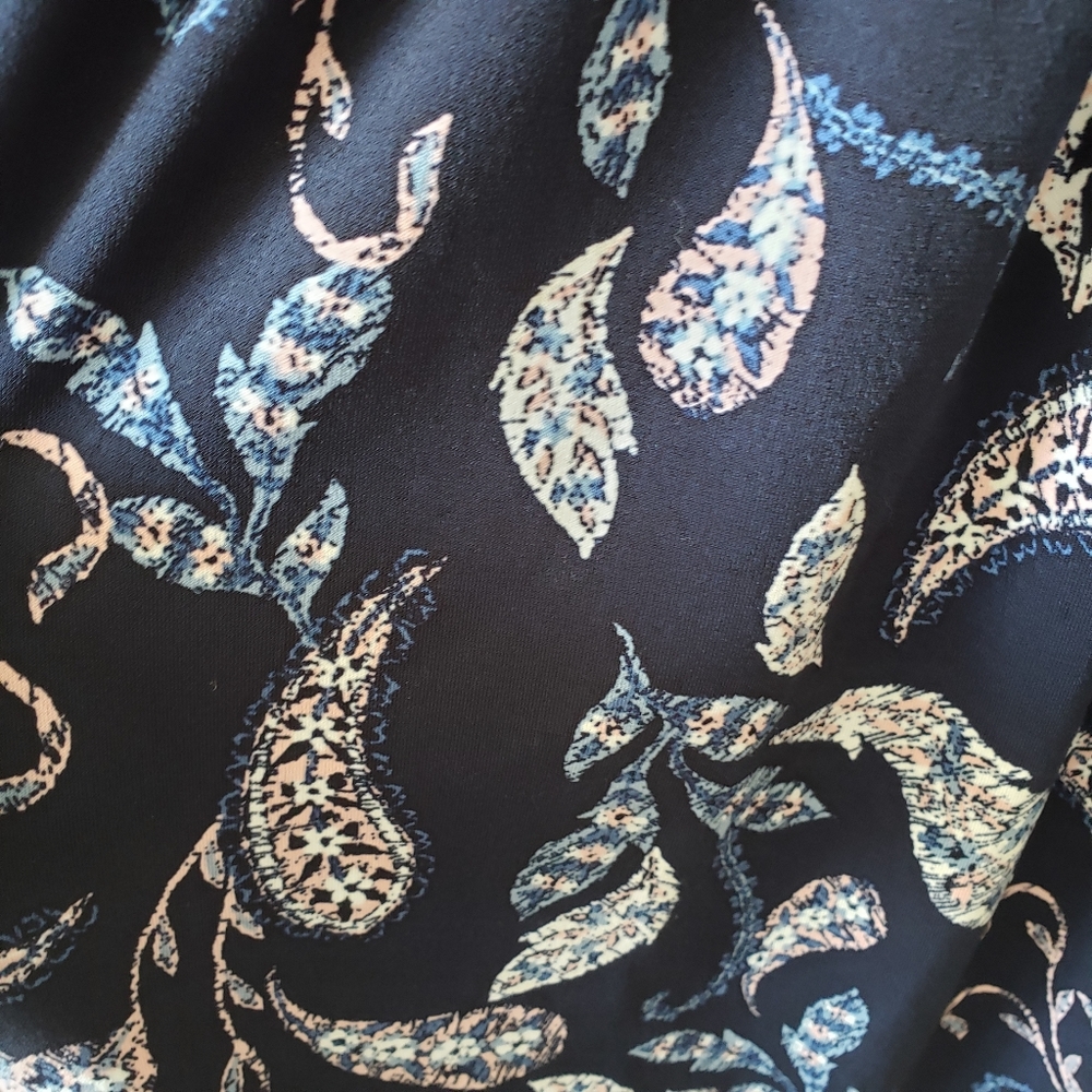 Style & Co. Navy Blue Floral Print Short Sleeve Peasant Top - Picture 4 of 4